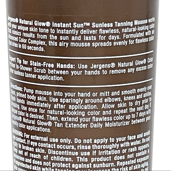 2 Pk Jergens Natural Glow Instant Sun Sunless Tanning Mousse Deep Bronze NO Caps - Picture 5 of 6